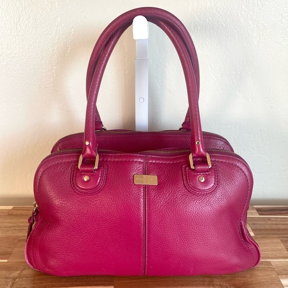Cole Hann Raspberry Red/Pink Leather Hand Bag Purse - Picture 1 of 14